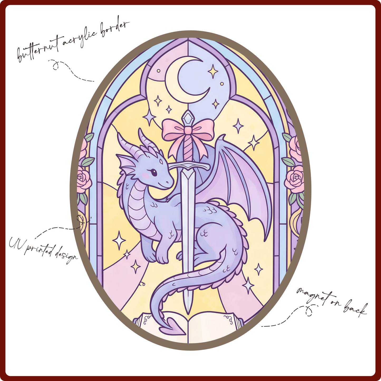 Magnet - Stained Glass Dragon (purple)