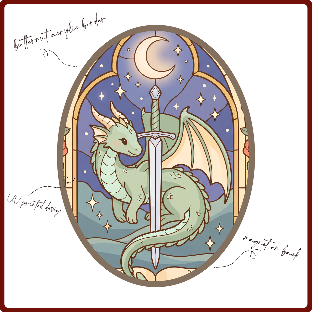 Magnet - Stained Glass Dragon (green)