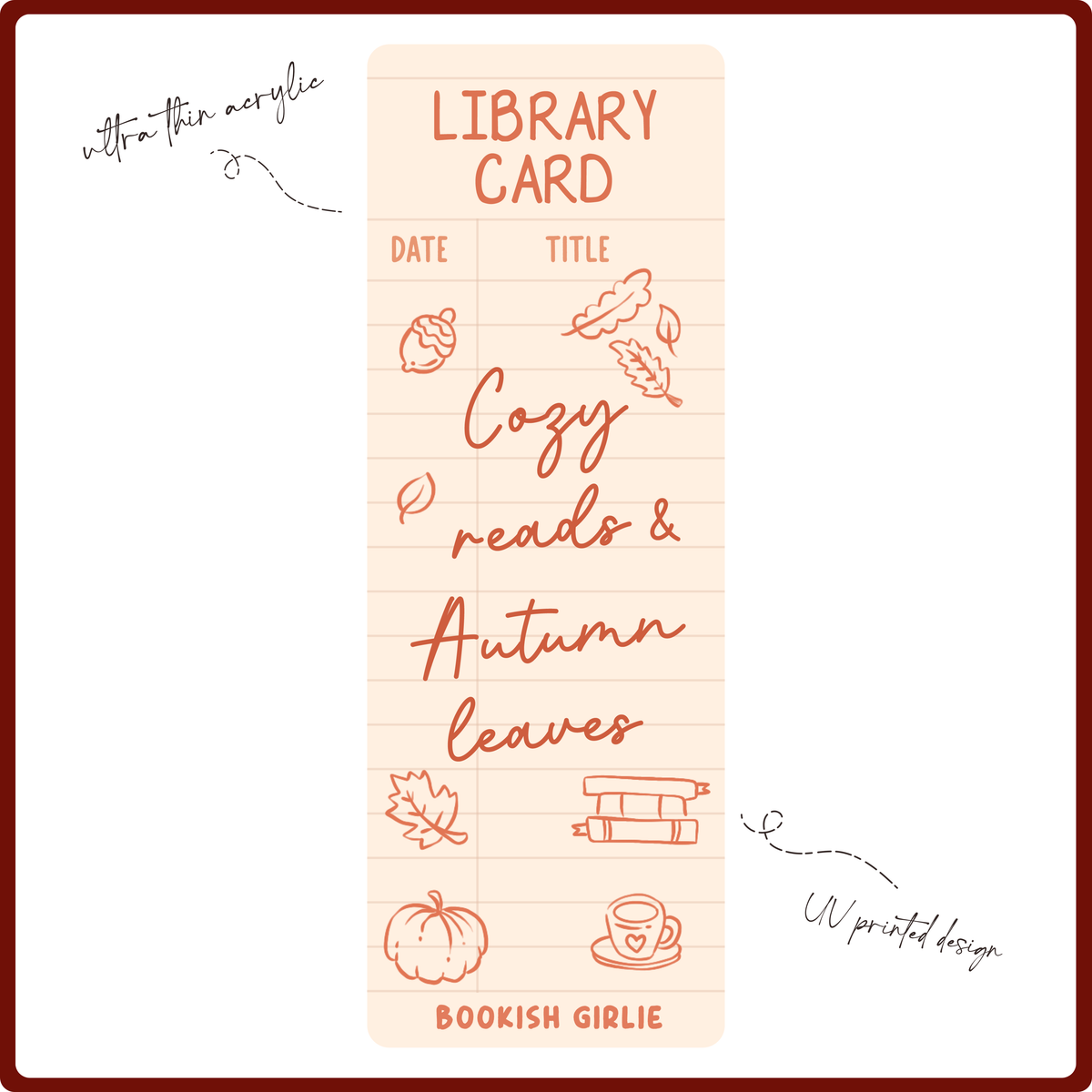 Bookmark - Cozy Reads & Autumn Leaves