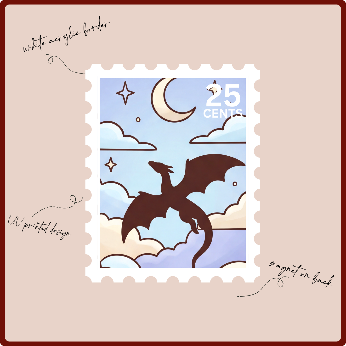 Magnet - Flying Dragon Postage (blue)