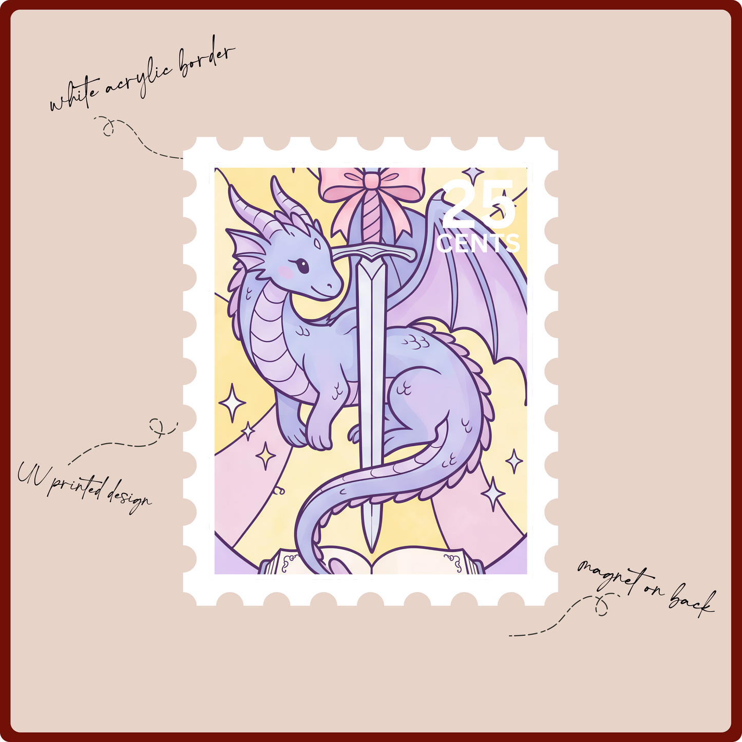 Magnet - Stained Glass Dragon Postage (purple)