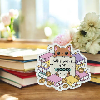 Will Work for Books Sticker