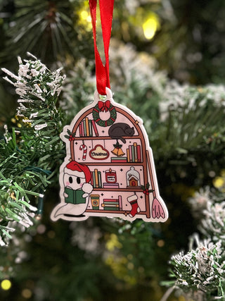 Bookish Ghost Shelves Ornament