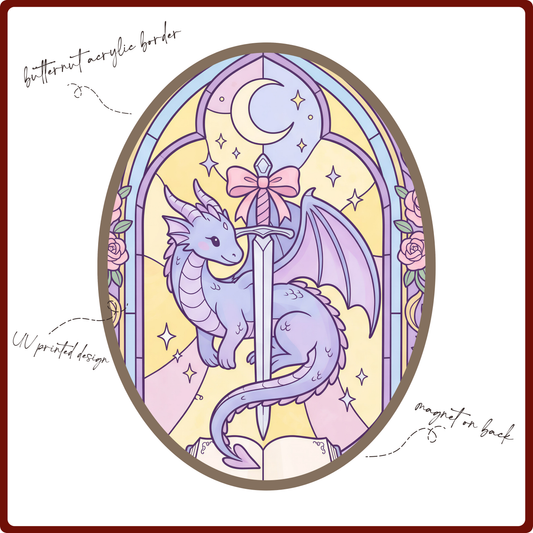 Magnet - Stained Glass Dragon (purple)