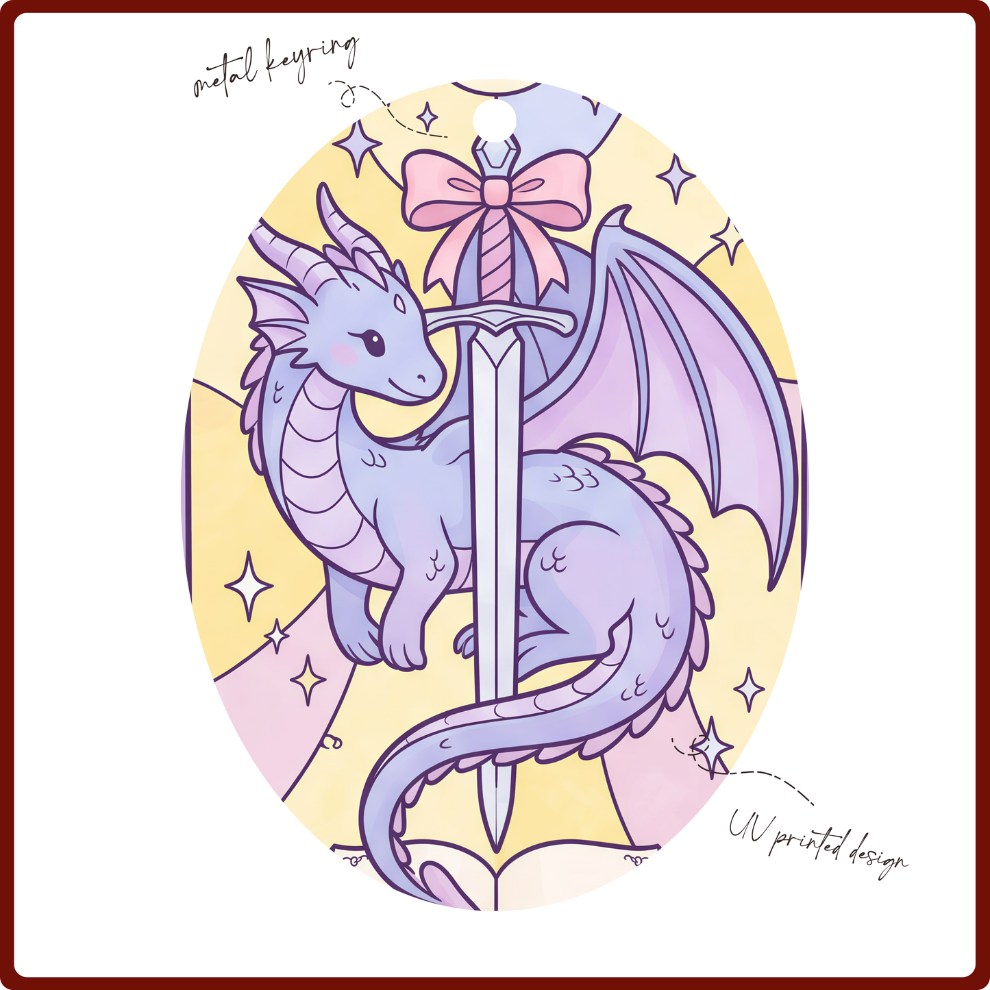 Keychain - Stained Glass Dragon (purple)