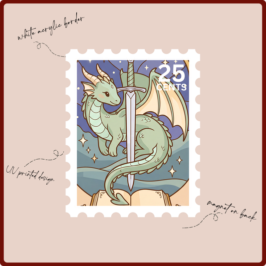 Magnet - Stained Glass Dragon Postage (green)