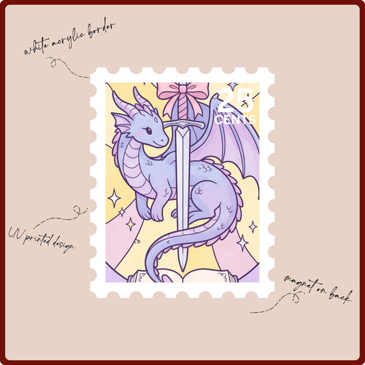 Magnet - Stained Glass Dragon Postage (purple)