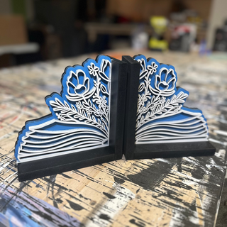 Blue Flower Bookends